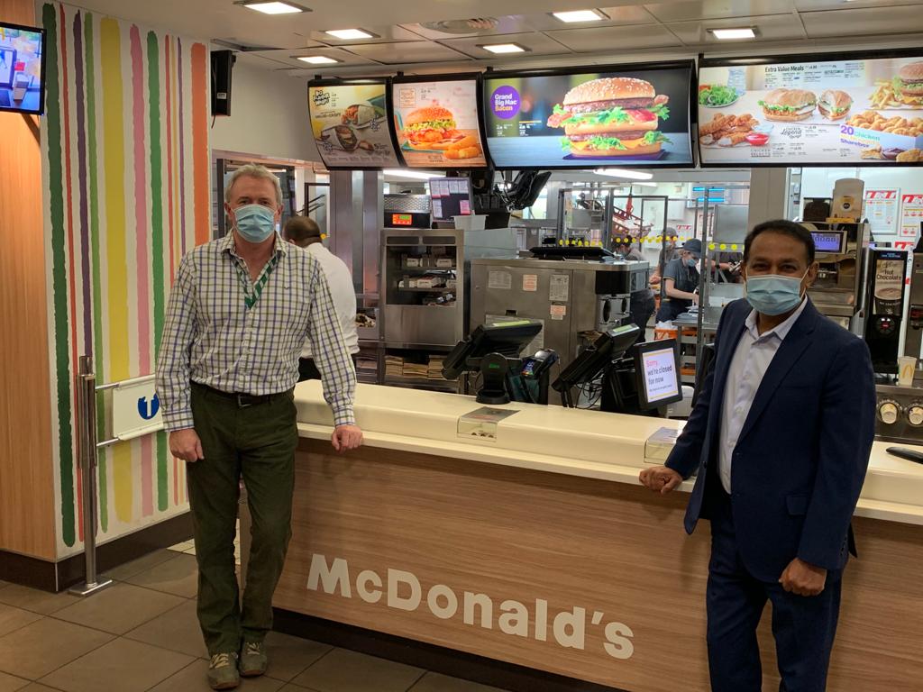 James Sunderland visits McDonalds after it reopens in Bracknell
