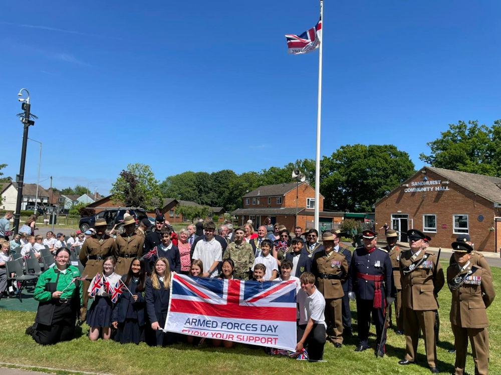 Raising the Armed Forces Day flag at Sandhurst