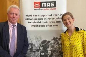 James Sunderland MP and Mines Advisory Group (MAG) Ambassador Rosamund Pike