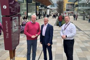 James Sunderland MP with Rob Morris (General Manager) and Gavin Vidler (Deputy General Manager) at The Lexicon Bracknell